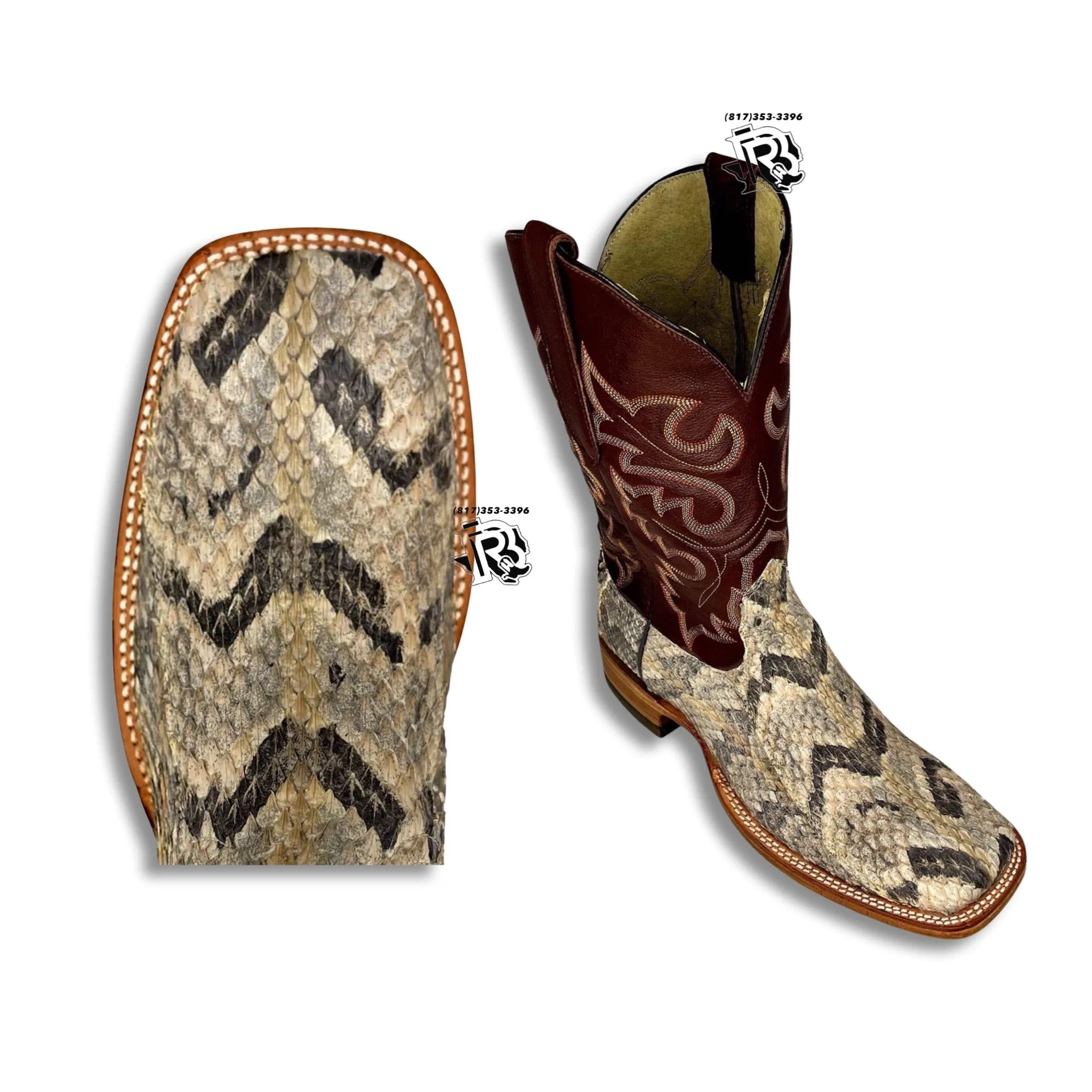 -CANEBRAKE SNAKE BOOTS | MENS SQUARE TOE BOOTS