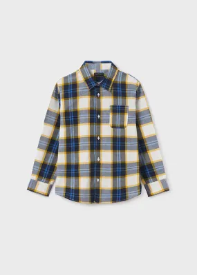 7188- L/s checked shirt for teen boy - Blue Whale