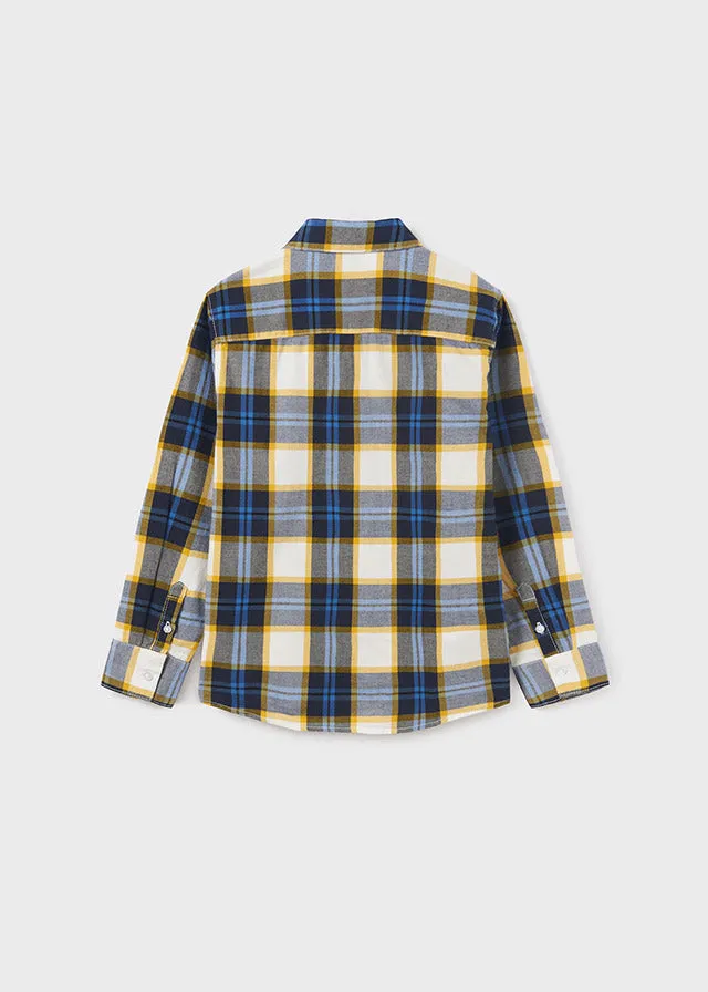 7188- L/s checked shirt for teen boy - Blue Whale