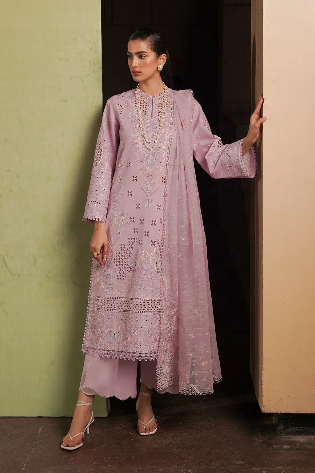 Afrozeh Festive Unstitched Chikankari Lawn 3Pc Suit AL-24-V4-1O THISTLE