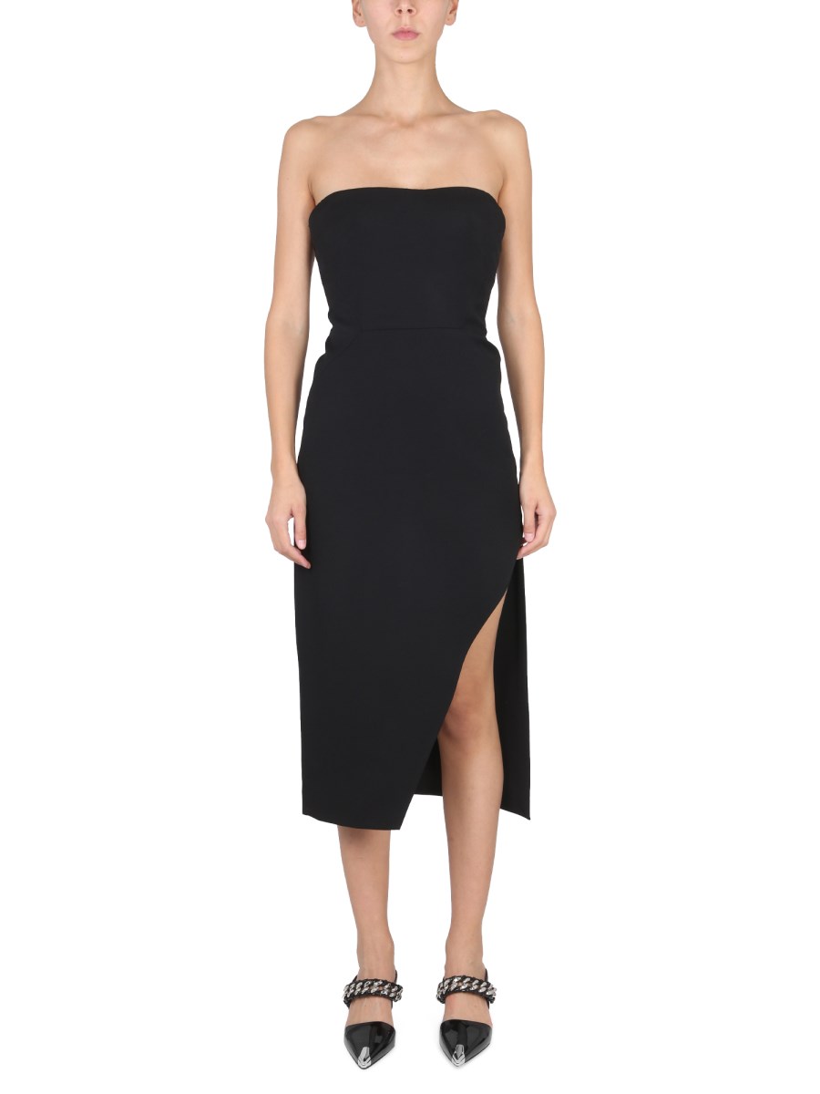 ALEXANDER McQUEEN    WOOL STRAPLESS MIDI DRESS