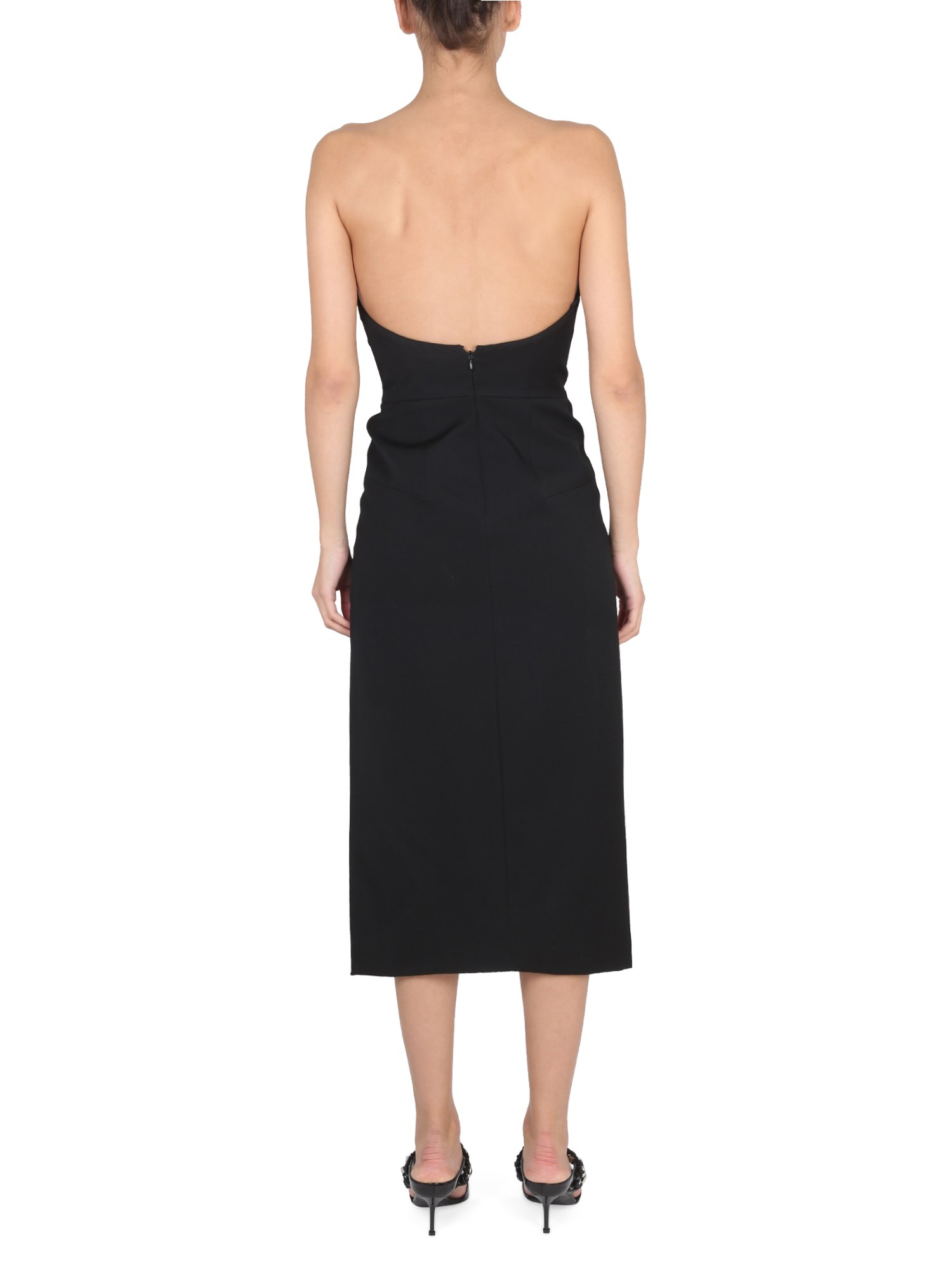 ALEXANDER McQUEEN    WOOL STRAPLESS MIDI DRESS