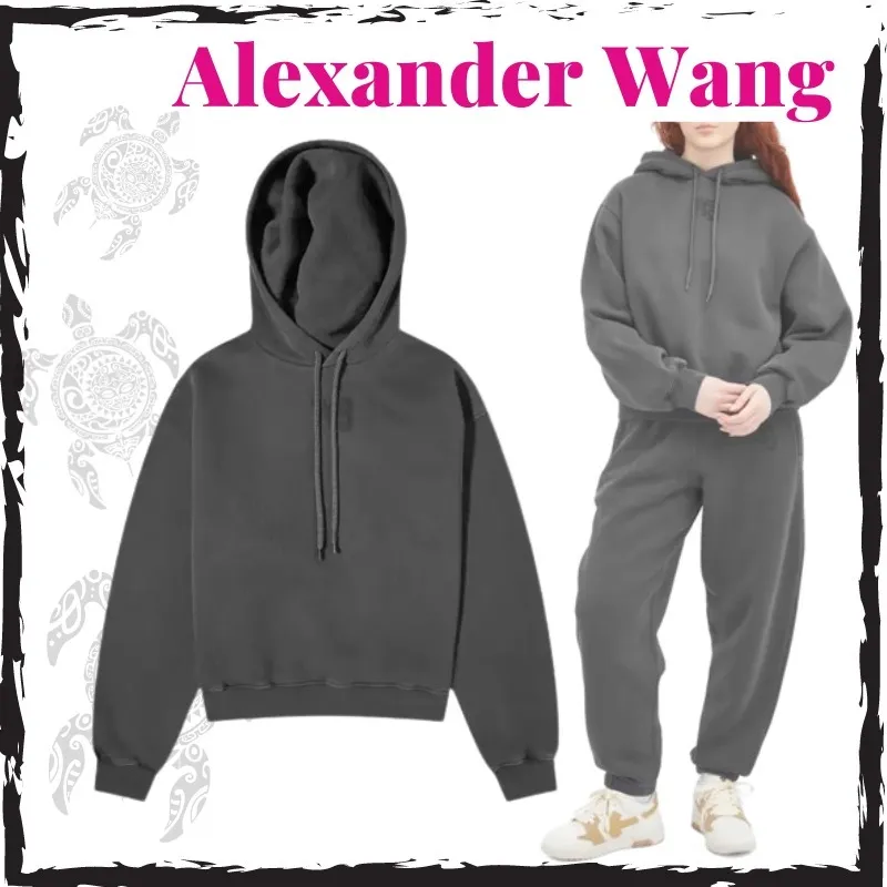 Alexander Wang  |Long Sleeves Plain Cotton Logo Hoodies & Sweatshirts