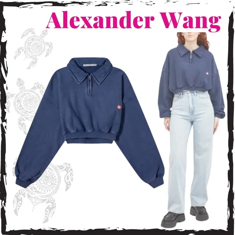 Alexander Wang  |Sweat Long Sleeves Plain Cotton Logo Hoodies & Sweatshirts