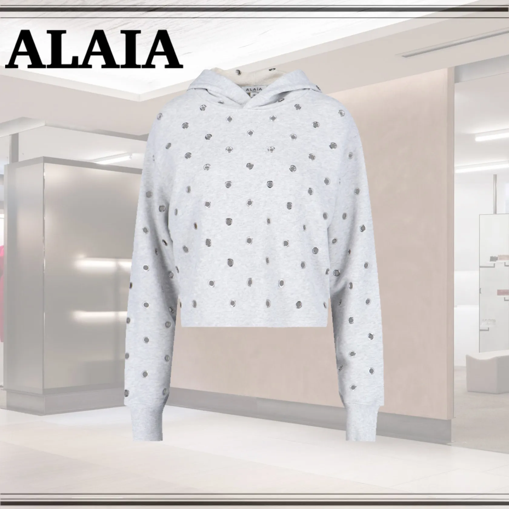 Azzedine Alaia  |Long Sleeves Plain Cotton Logo Hoodies & Sweatshirts