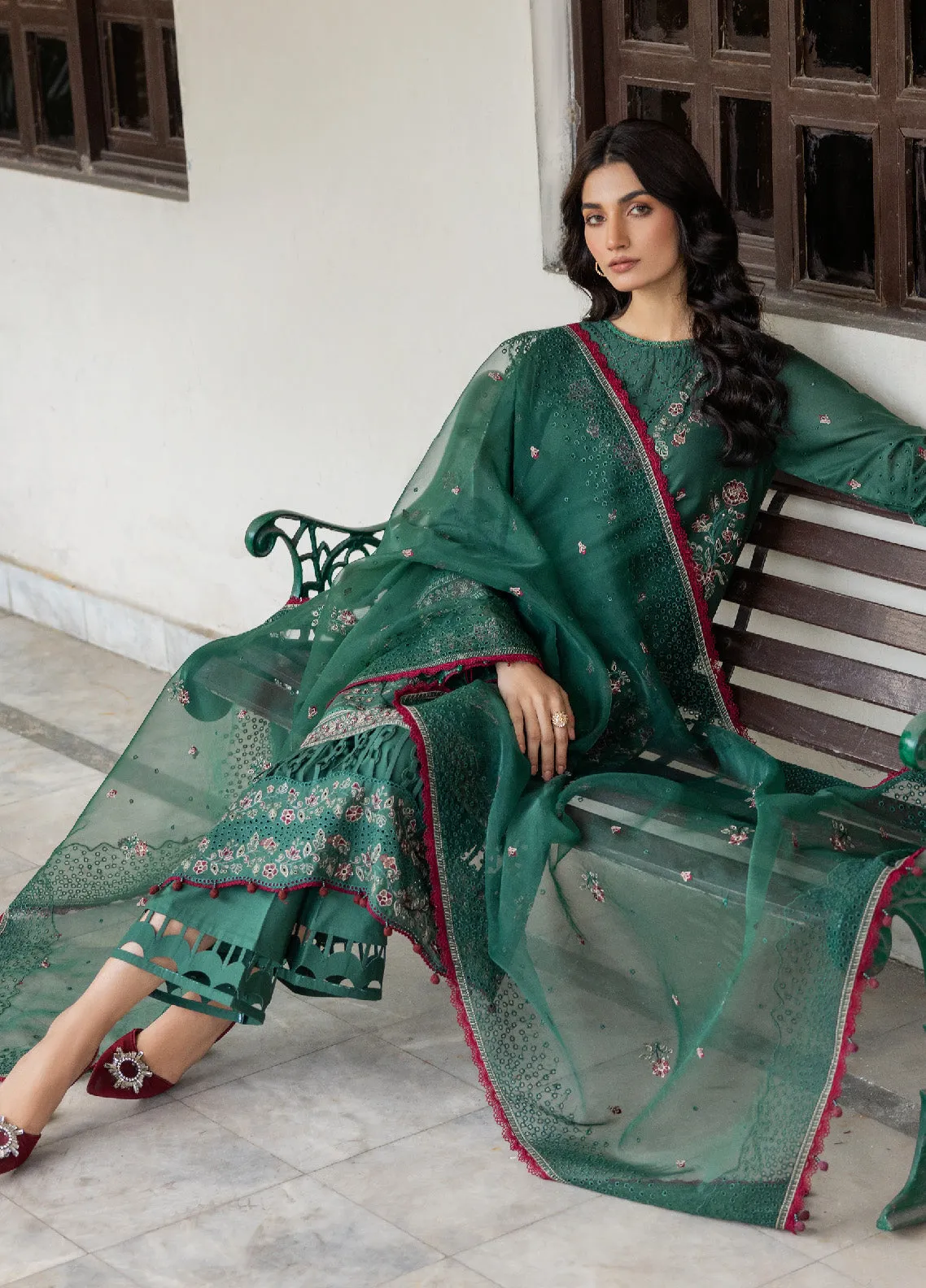 Bahaar By Farasha Embroidered Lawn Unstitched 3 Piece Suit - FSH24B 04 AZURE GRACE