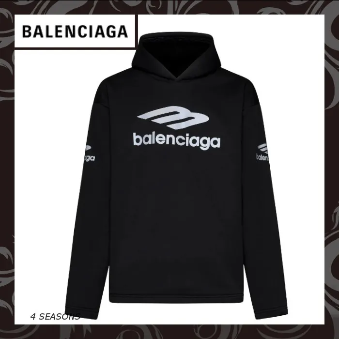 BALENCIAGA  |Long Sleeves Cotton Logo Luxury Hoodies