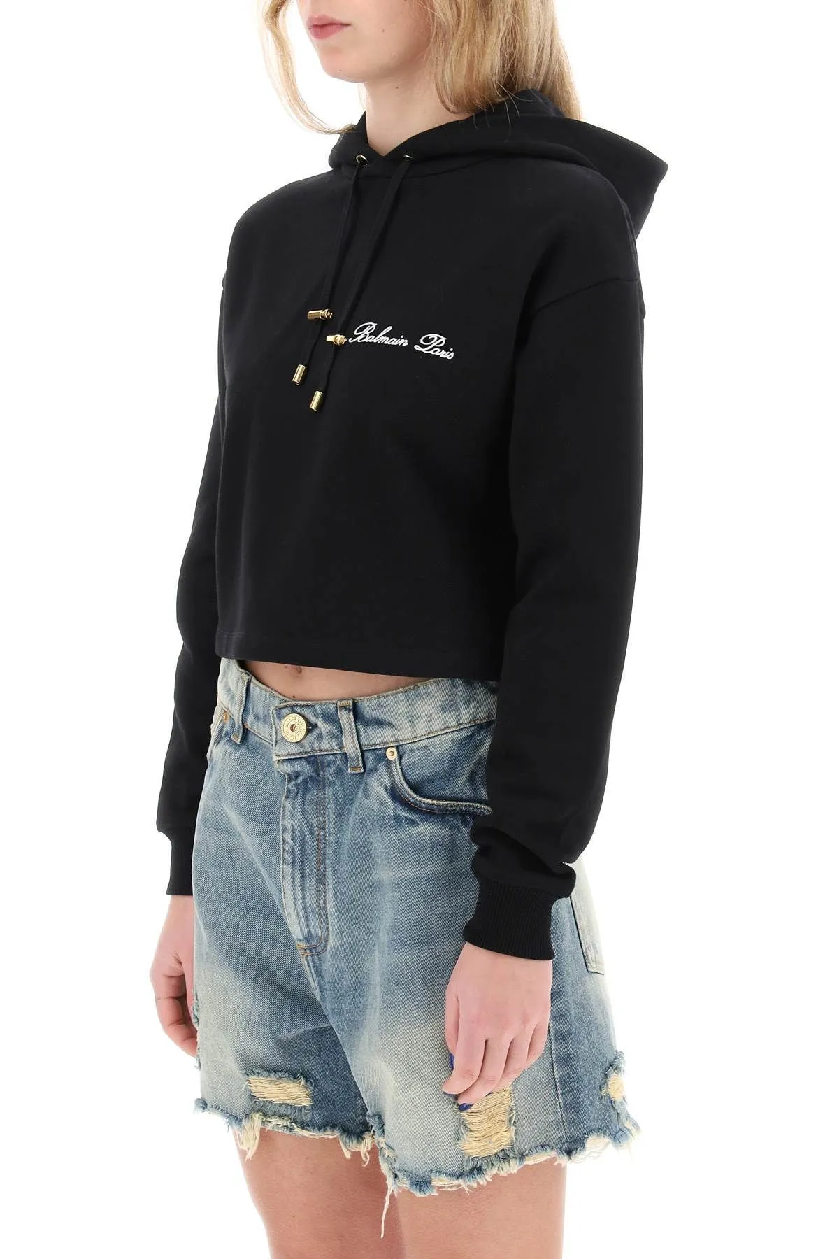 BALMAIN  |Long Sleeves Cotton Logo Hoodies & Sweatshirts