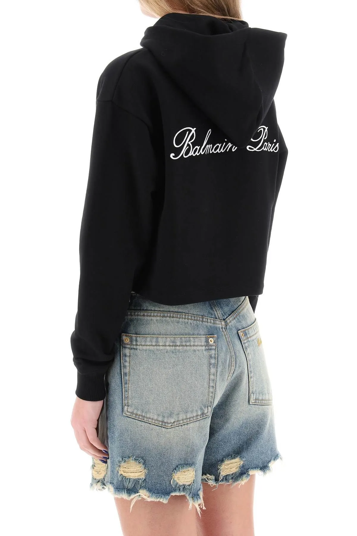 BALMAIN  |Long Sleeves Cotton Logo Hoodies & Sweatshirts