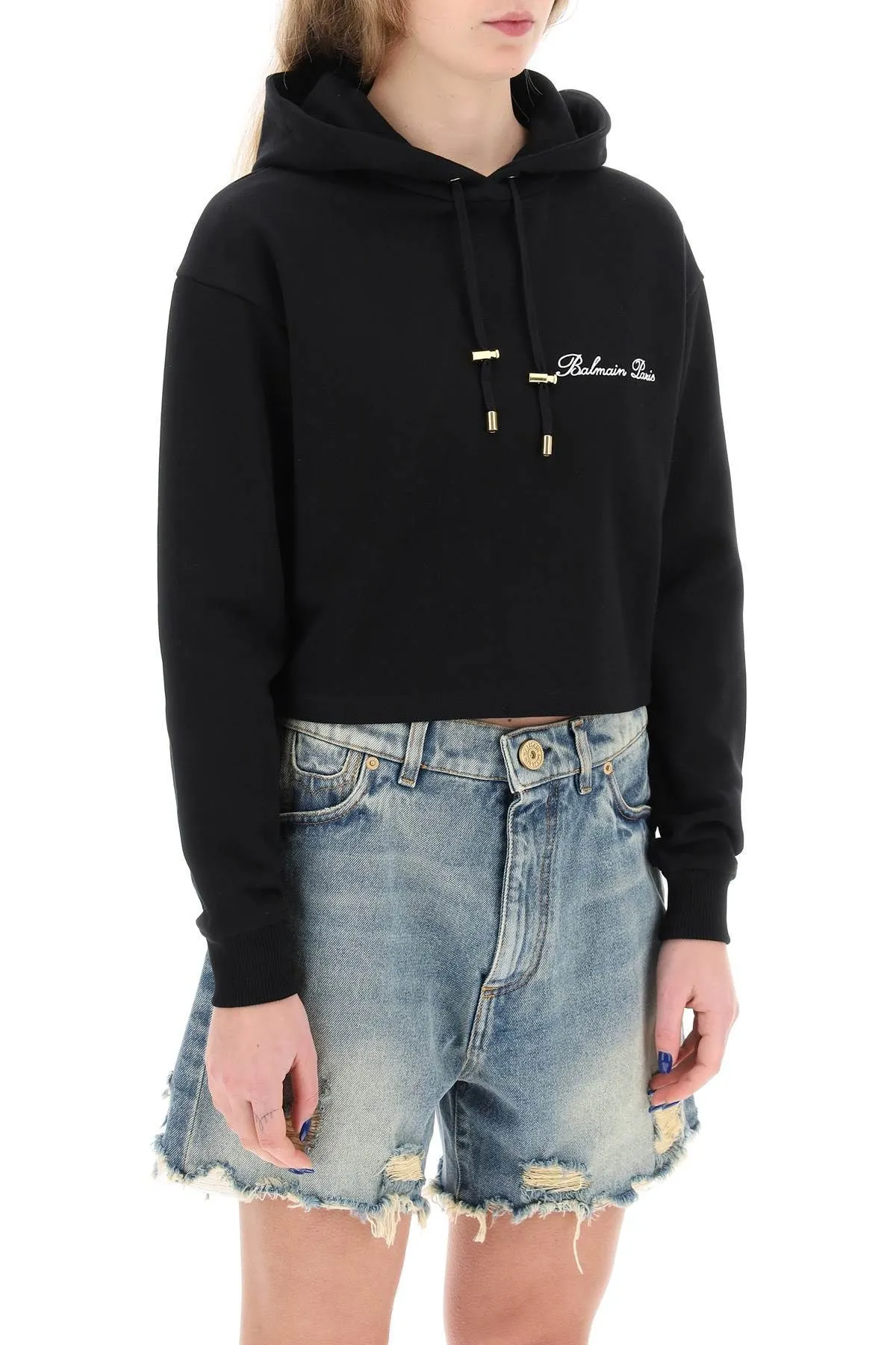 BALMAIN  |Long Sleeves Cotton Logo Hoodies & Sweatshirts