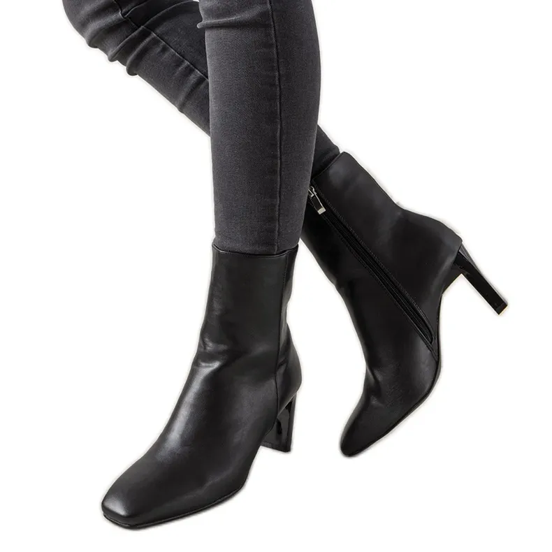 Black Elementary narrow heel boots