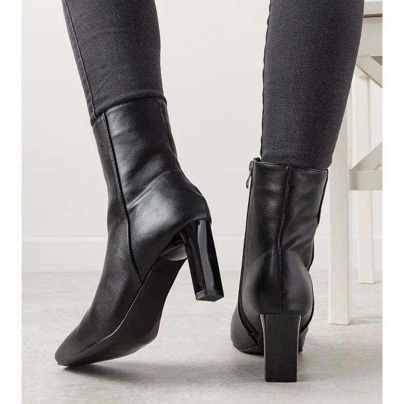 Black Elementary narrow heel boots