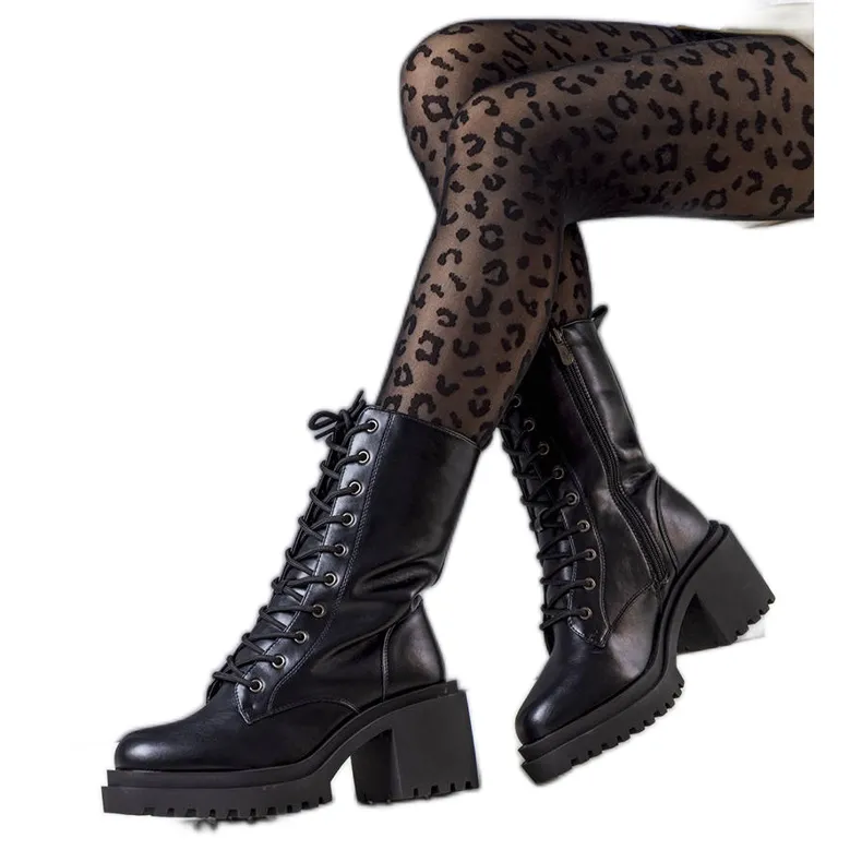 Black insulated high heel boots from Verno