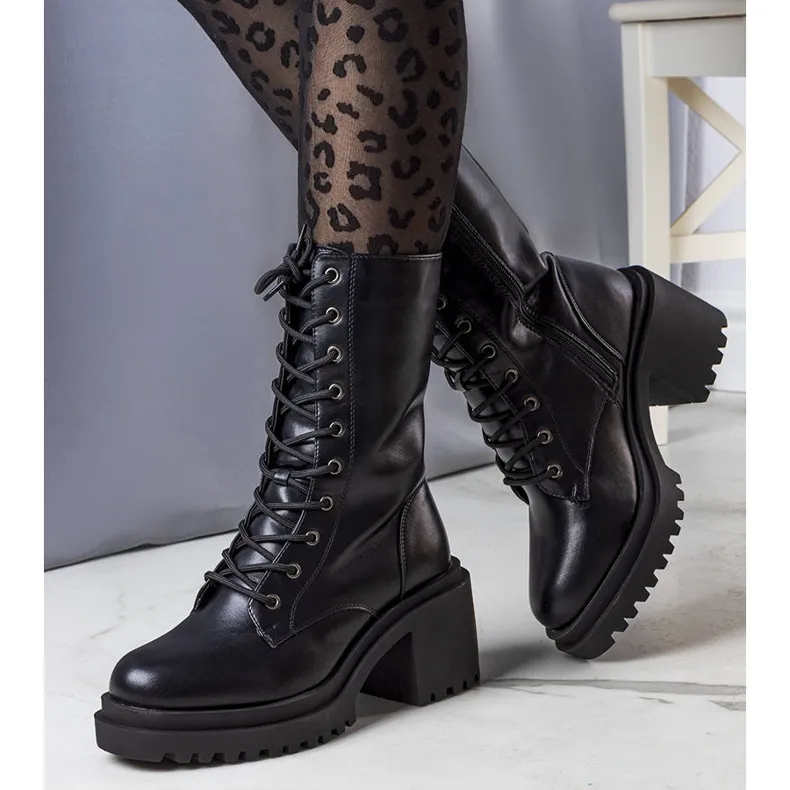 Black insulated high heel boots from Verno