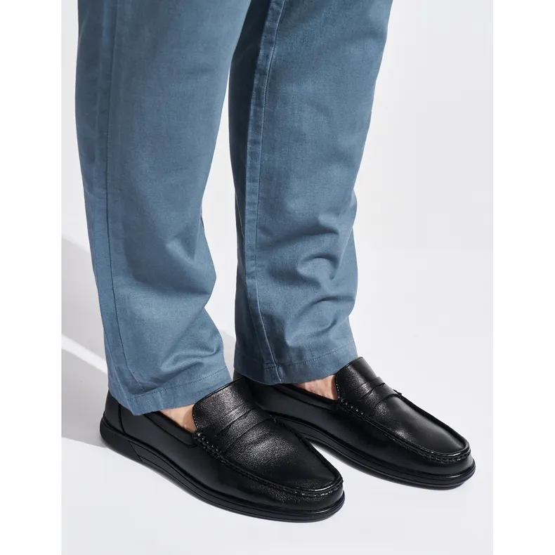 Black slip-on loafers for men