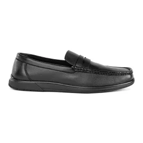 Black slip-on loafers for men