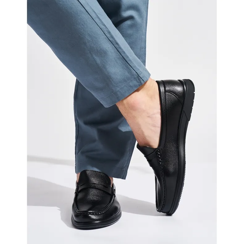 Black slip-on loafers for men