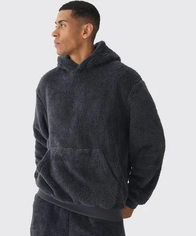 boohoo Mens Oversized Teddy Borg Hoodie