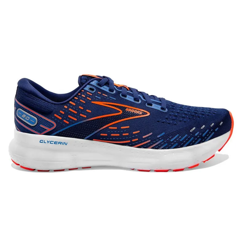 Brooks Mens Glycerin 20 Athletic Shoes- Blue Depths/Orange