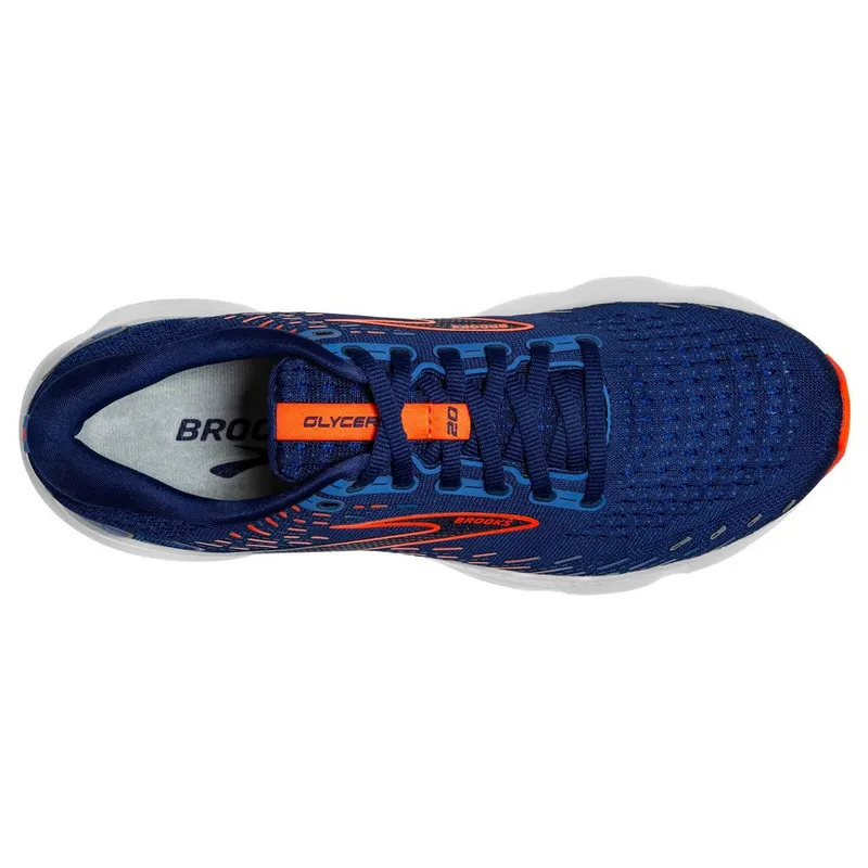 Brooks Mens Glycerin 20 Athletic Shoes- Blue Depths/Orange