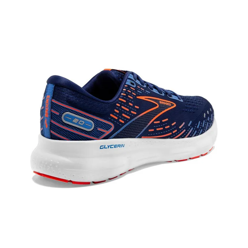 Brooks Mens Glycerin 20 Athletic Shoes- Blue Depths/Orange