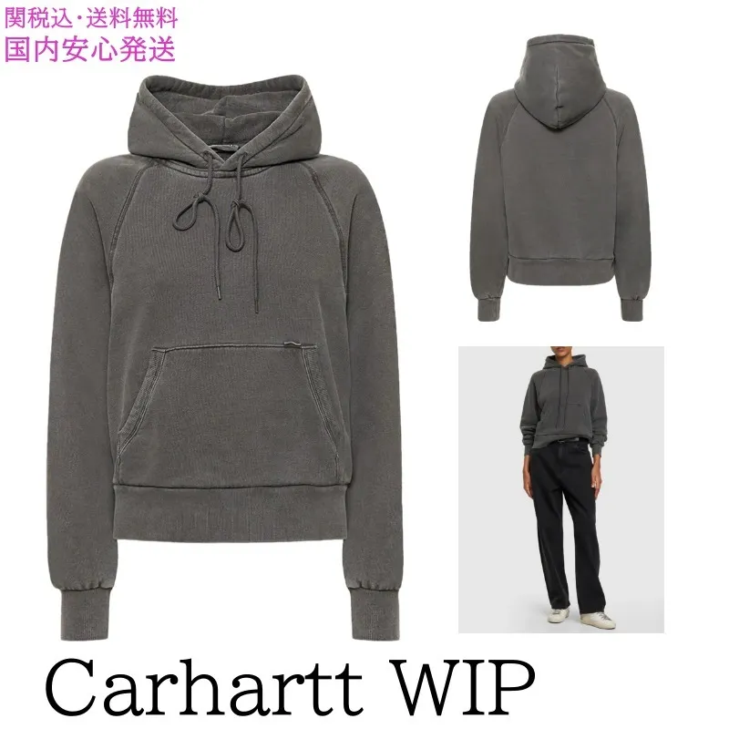 Carhartt  |Long Sleeves Plain Cotton Hoodies & Sweatshirts