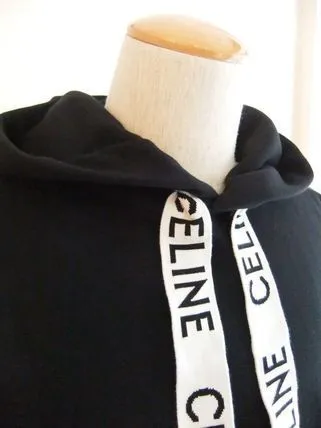 CELINE  |Unisex Long Sleeves Plain Cotton Logo Hoodies & Sweatshirts