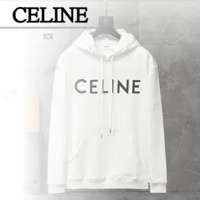 CELINE  |Unisex Sweat Long Sleeves Plain Cotton Logo