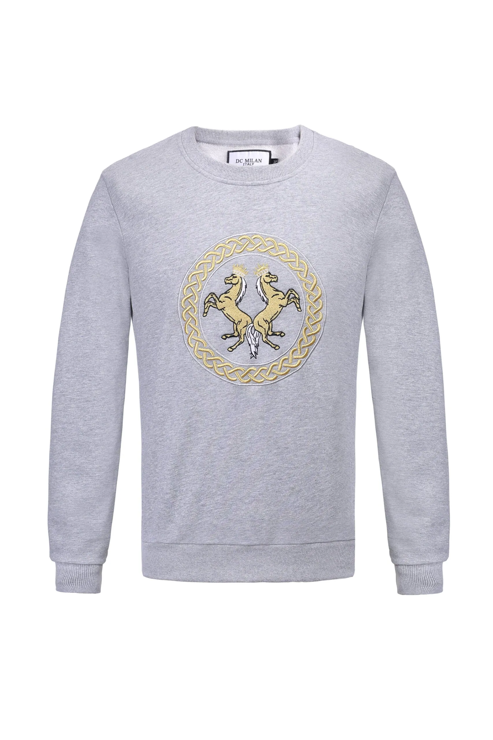 Cotton Sweatshirt with Embroidery – Light Grey