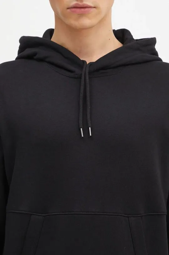 C.P. Company cotton sweatshirt Diagonal Raised Fleece Lens Hooded Sweatshirt men's black color hooded smooth 17CMSS024A0050