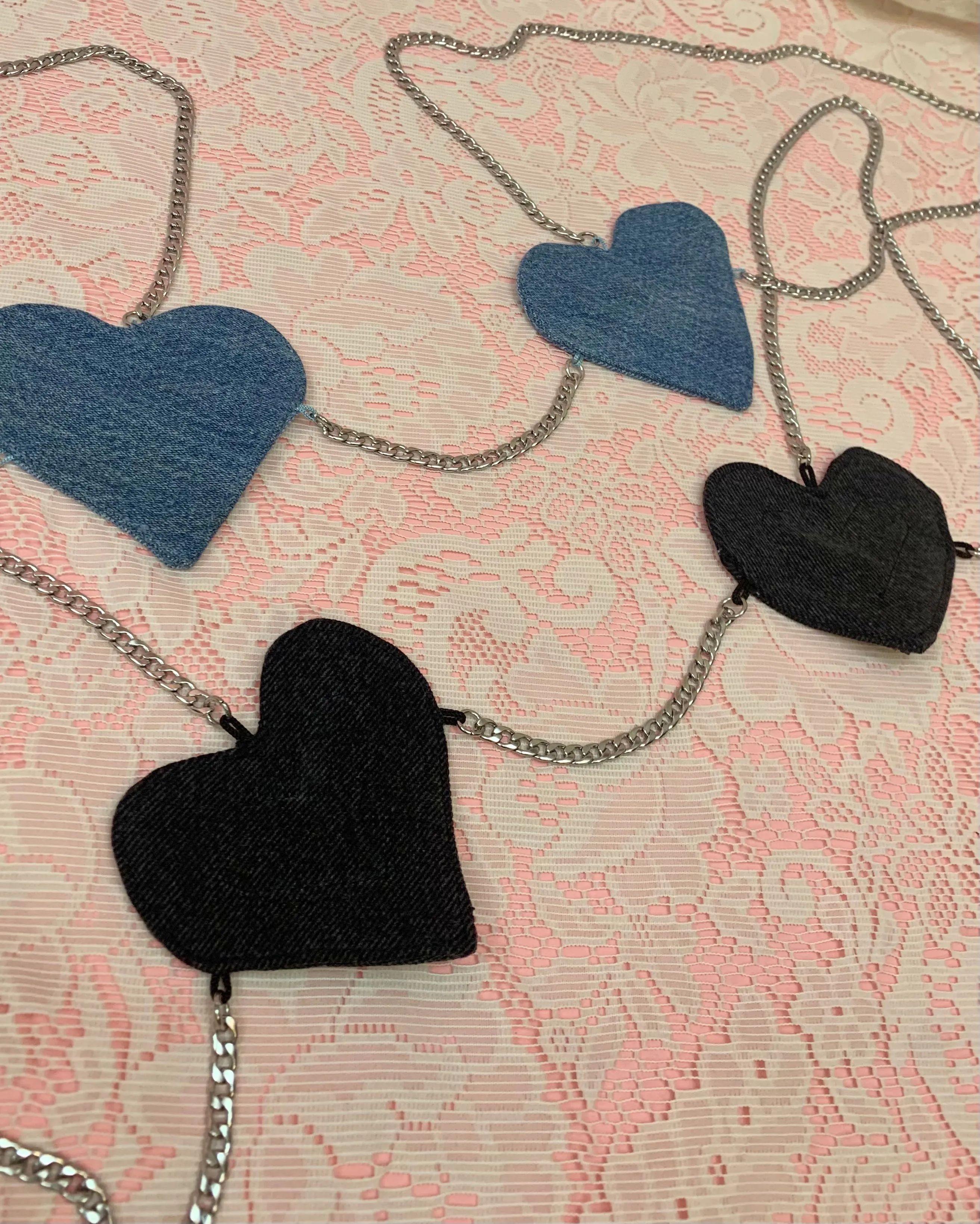 Custom denim heart micro bra