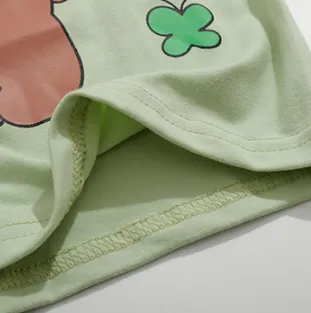 CUTE “HUG BEAR”PRINT MATCHA GREEN T-SHIRT BY22325