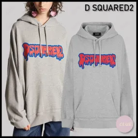 D SQUARED2  |Long Sleeves Plain Cotton Logo Hoodies & Sweatshirts