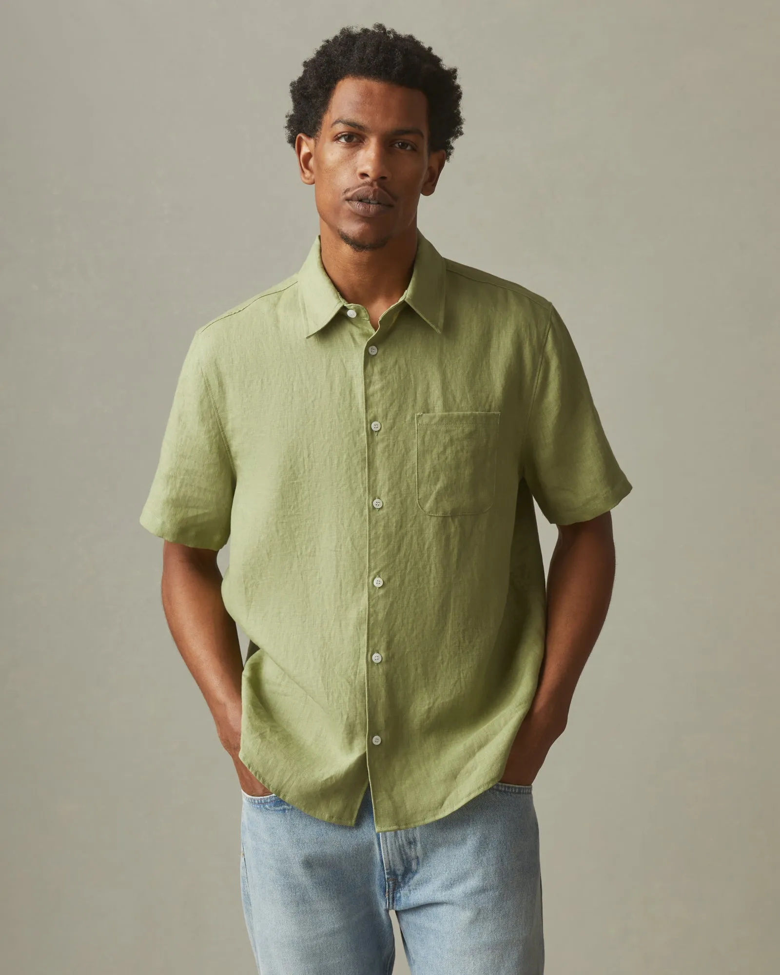 Easy Linen Shirt - Pale Sage