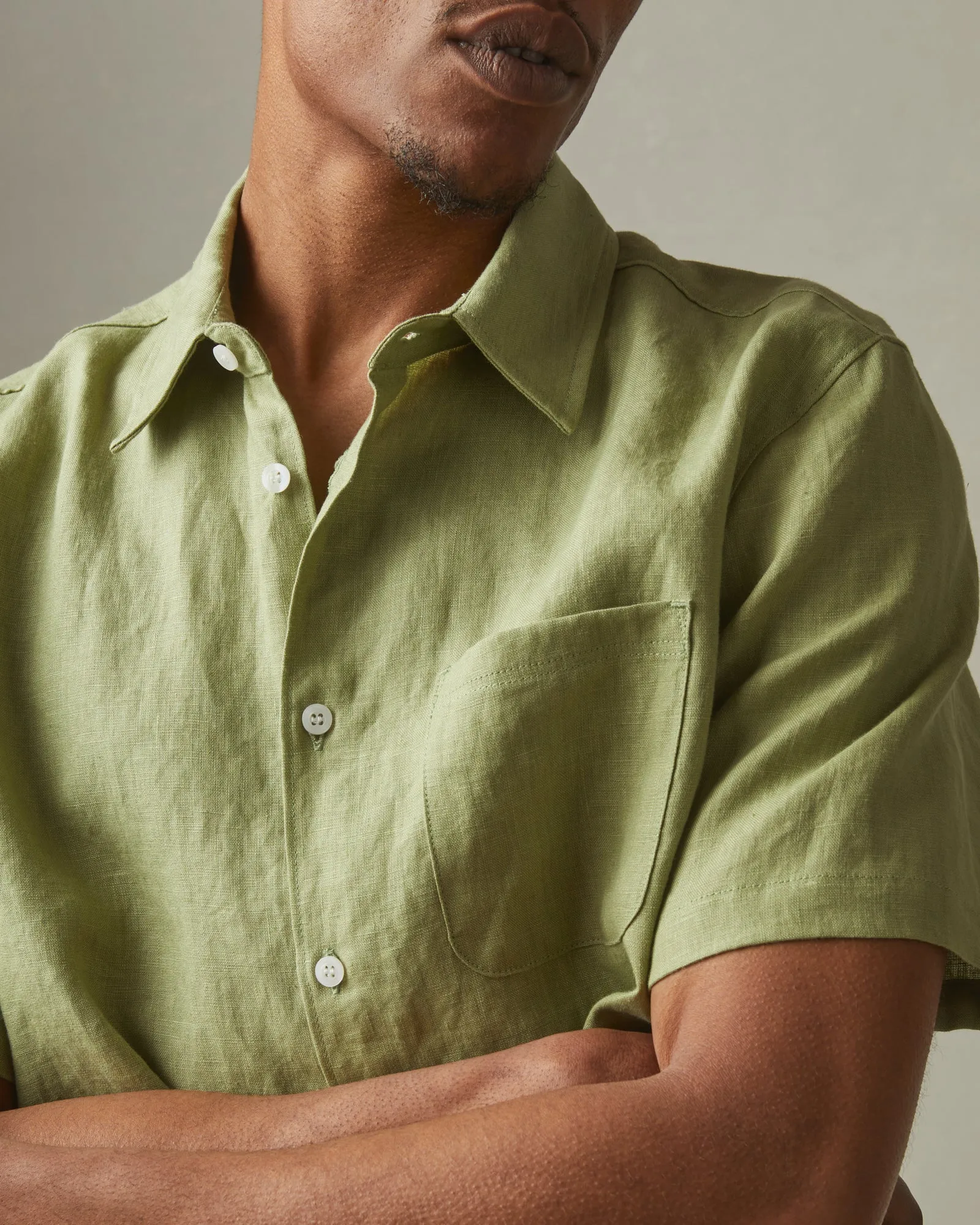 Easy Linen Shirt - Pale Sage