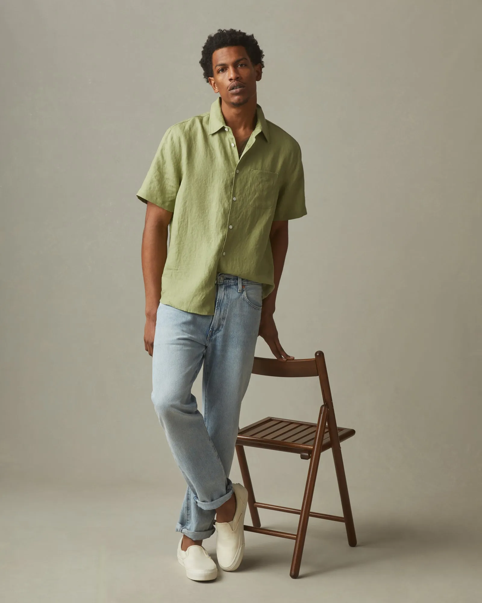 Easy Linen Shirt - Pale Sage