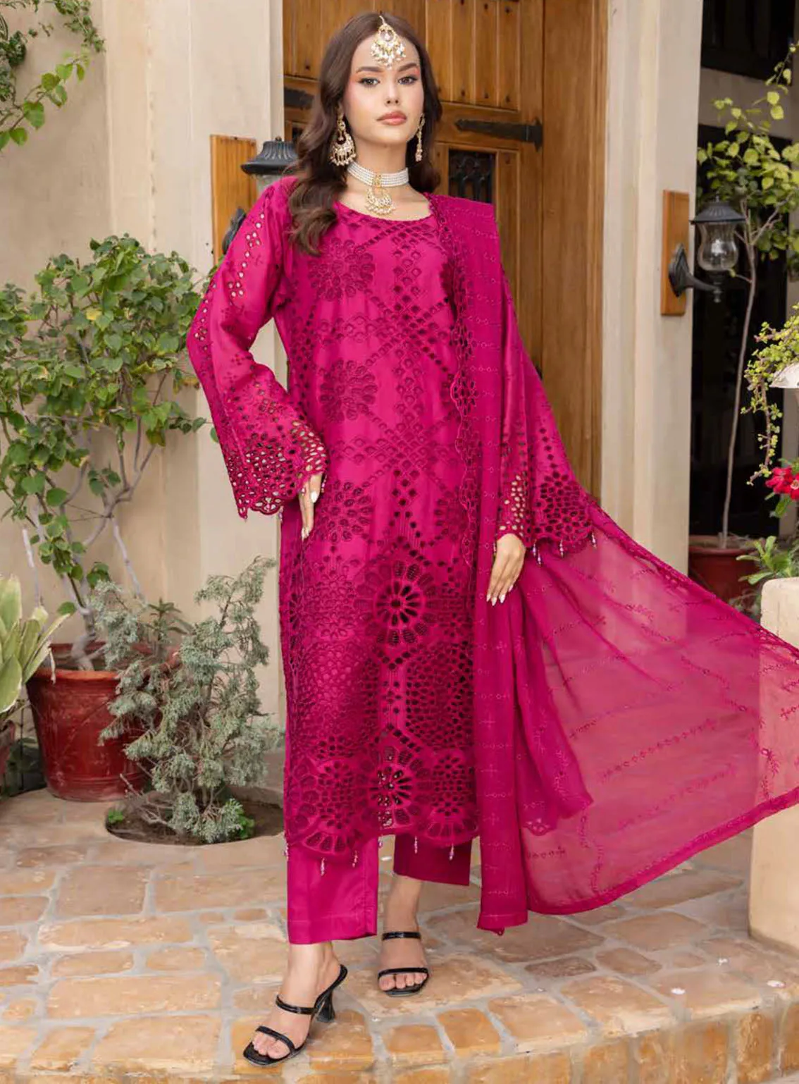 Eid Mubarak By Schick Luxury Embroidered Lawn 4 Piece Unstitched Suit SDH24EM LEL-02