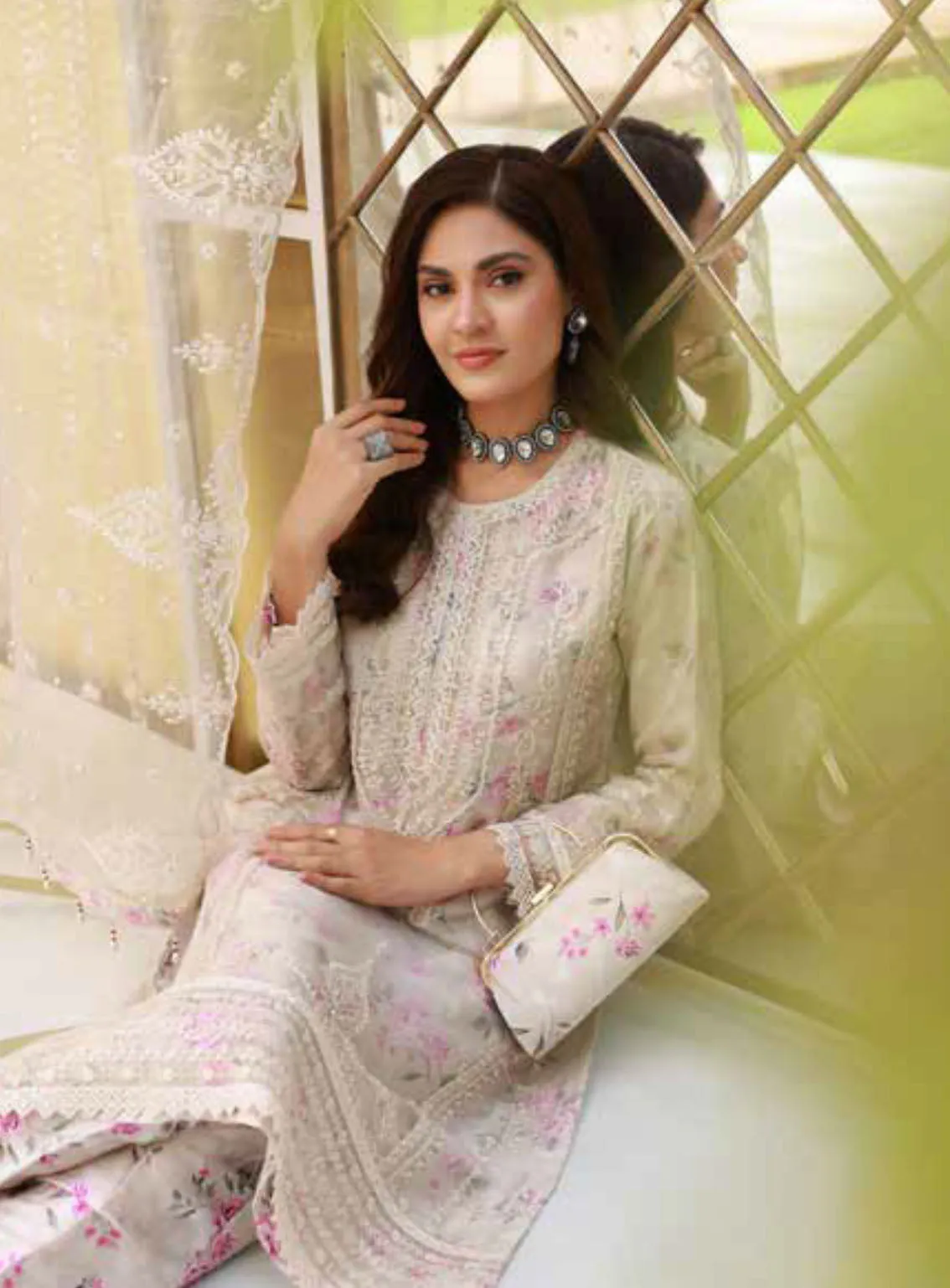 Elaf By Schick Luxury Embroidered Organza 3 Piece Semi Stitched Suit SDH24E LEO-03