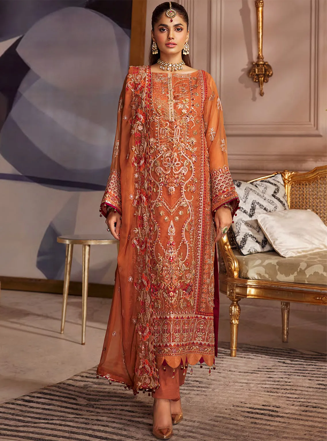 Elaine By Emaan Adeel Embroidered Organza Unstitched 3 Piece Suit - 03