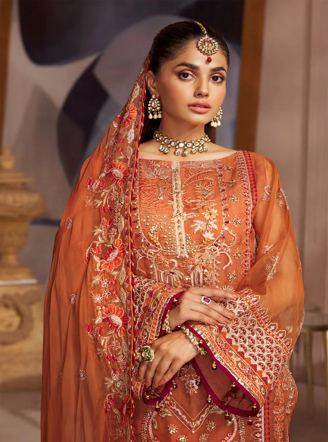 Elaine By Emaan Adeel Embroidered Organza Unstitched 3 Piece Suit - 03