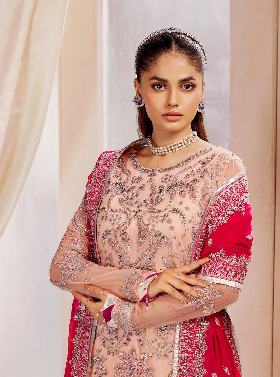 Elaine By Emaan Adeel Embroidered Organza Unstitched 3 Piece Suit - 10