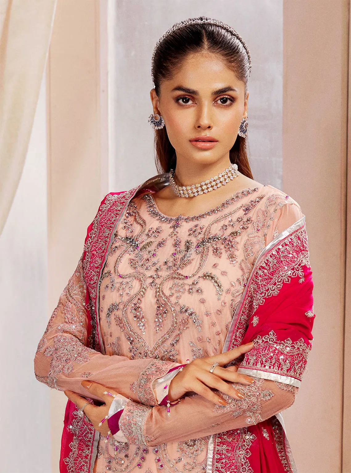 Elaine By Emaan Adeel Embroidered Organza Unstitched 3 Piece Suit - 10