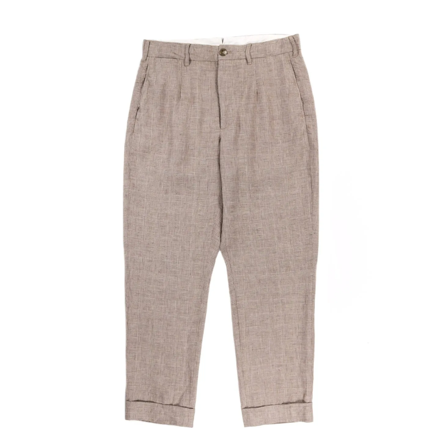 ENGINEERED GARMENTS ANDOVER PANT BEIGE LINEN GLEN PLAID