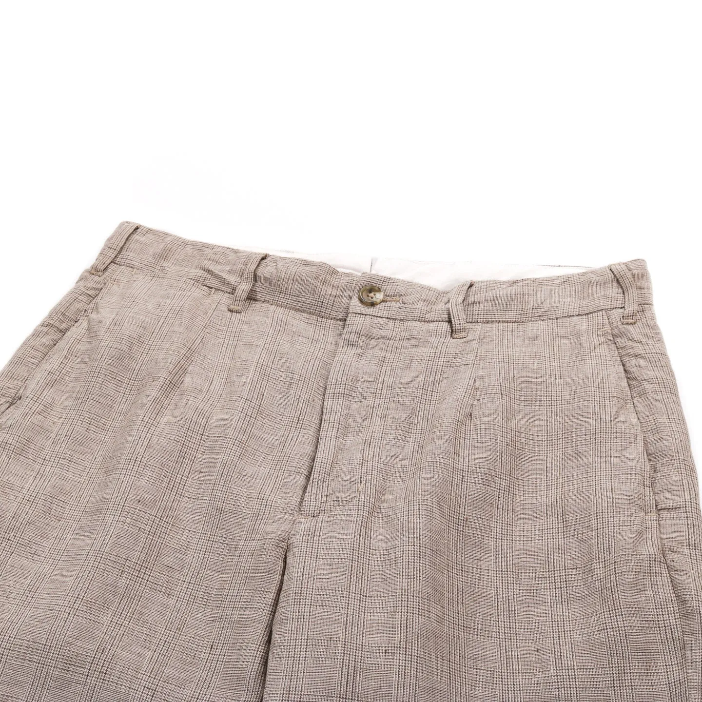 ENGINEERED GARMENTS ANDOVER PANT BEIGE LINEN GLEN PLAID