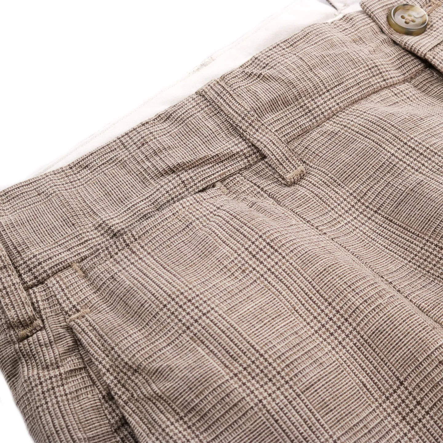 ENGINEERED GARMENTS ANDOVER PANT BEIGE LINEN GLEN PLAID