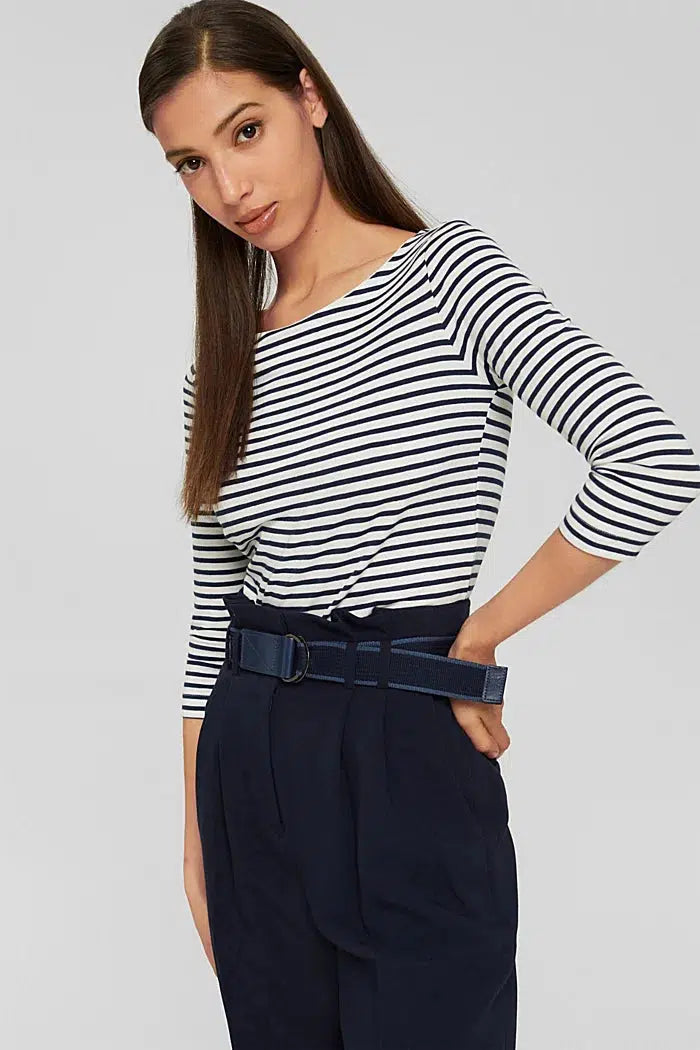 Esprit Boatneck Striped Jersey Tee