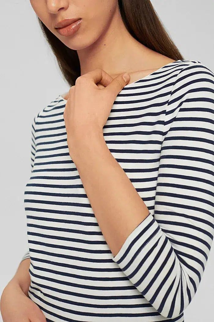 Esprit Boatneck Striped Jersey Tee