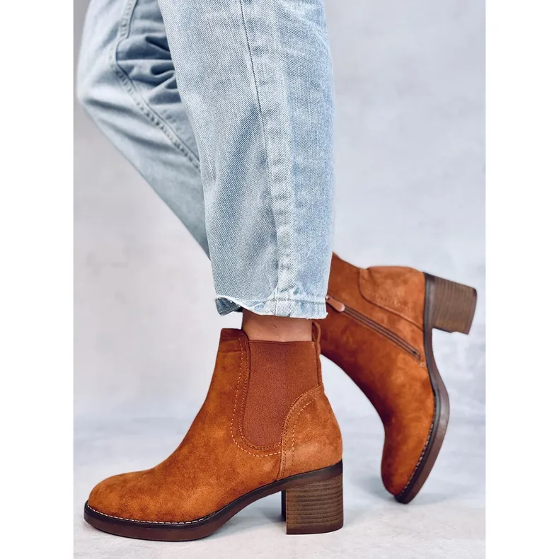 Fill Camel wide heel boots brown