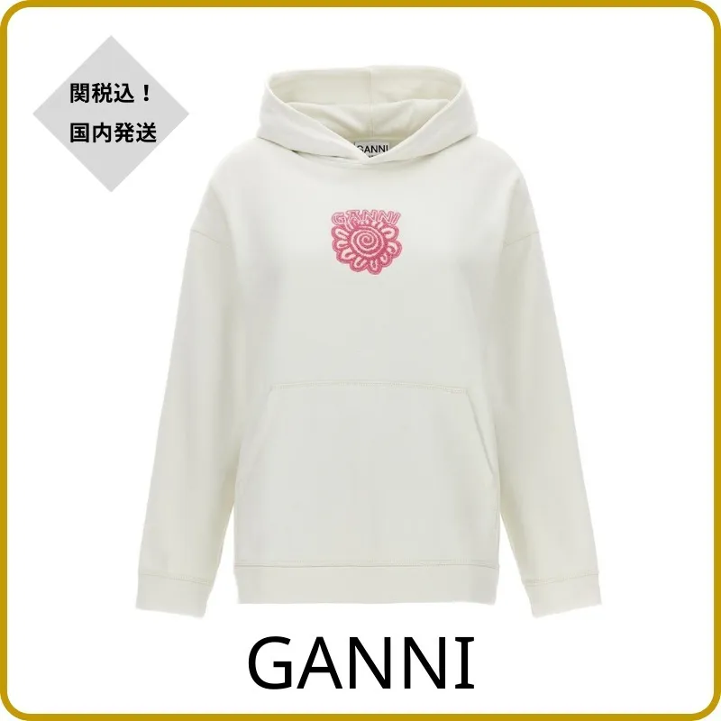 Ganni  |Long Sleeves Logo Hoodies & Sweatshirts