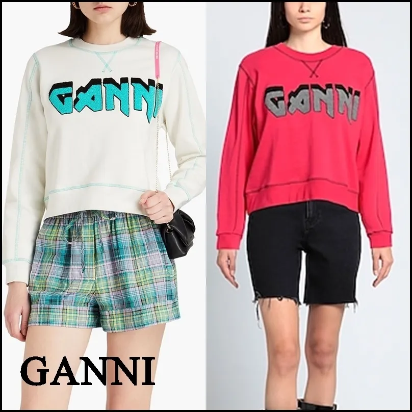 Ganni  |Street Style Logo Hoodies & Sweatshirts